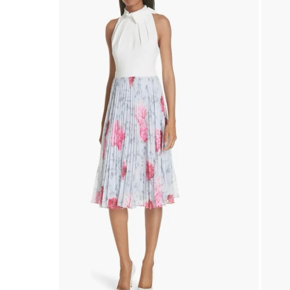 TED BAKER Cornala Babylon Pleat A-Line Dress Size 1